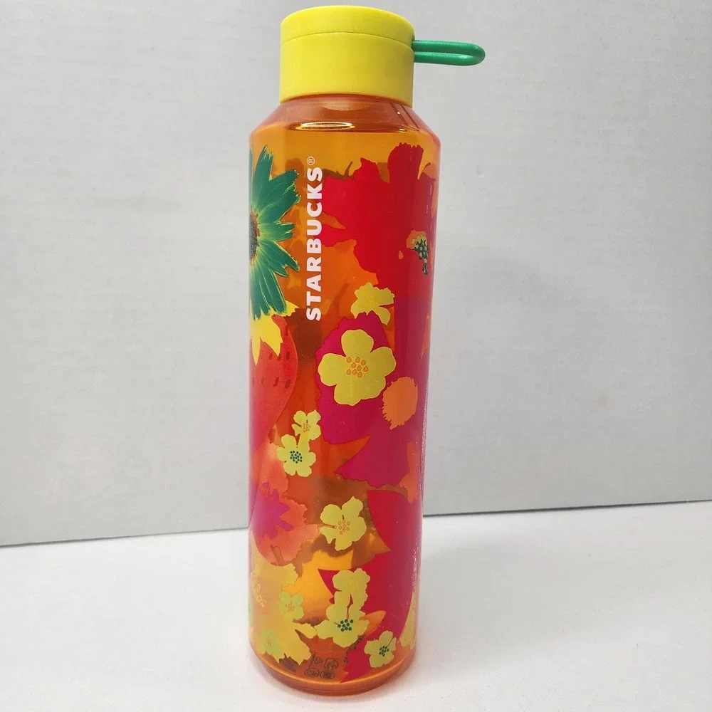 Starbucks Strawberry Fields Floral Flower Reusable Water Bottle 24 oz Tropical